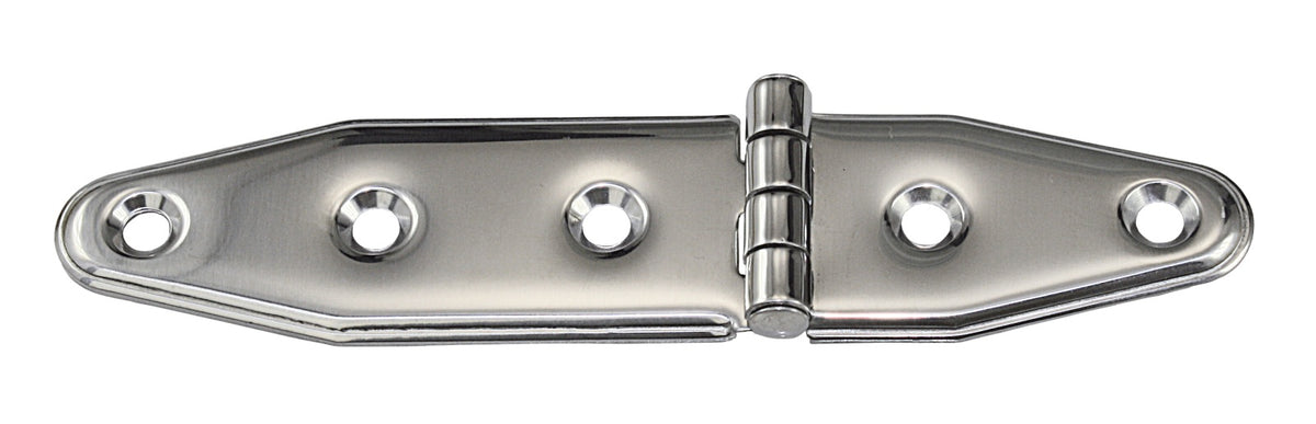 Scharnier AISI304 tiefgezogen asymmetrisch - Edelstahl 1.4301 mit Schrauben 130 x 28 mm