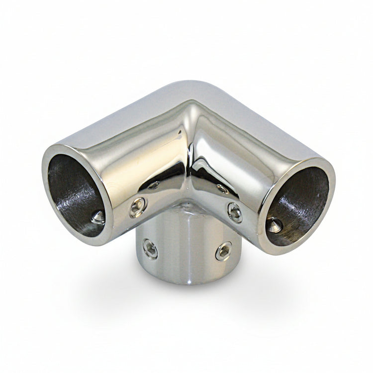 3-Wege Relingverbinder Edelstahl 1.4401 - 90° für 22mm/25mm