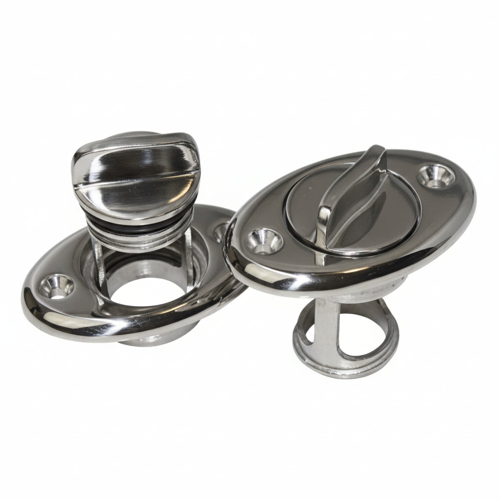 Lenzstopfen mit Schraubverschluss und Dichtring Edelstahl A4 - iD21mm