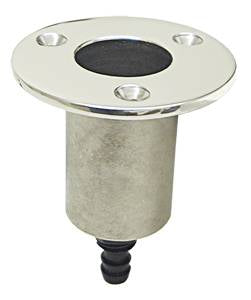 Einbau-Flaggstockhalter mit Drainage Messing verchromt 25mm – 60mm Basis für 1/2" Schlauch