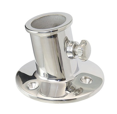 Einbau-Flaggstockhalter Edelstahl A4 mit Rendelschraube – 25mm oder 32mm schräg