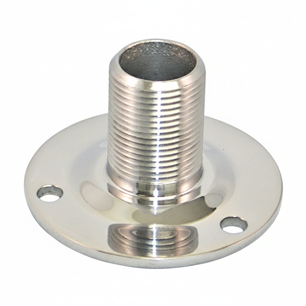 Antennenfuß Rund Ø 70 mm 1'-14 UNS – Edelstahl A4 / Nylon Weiß