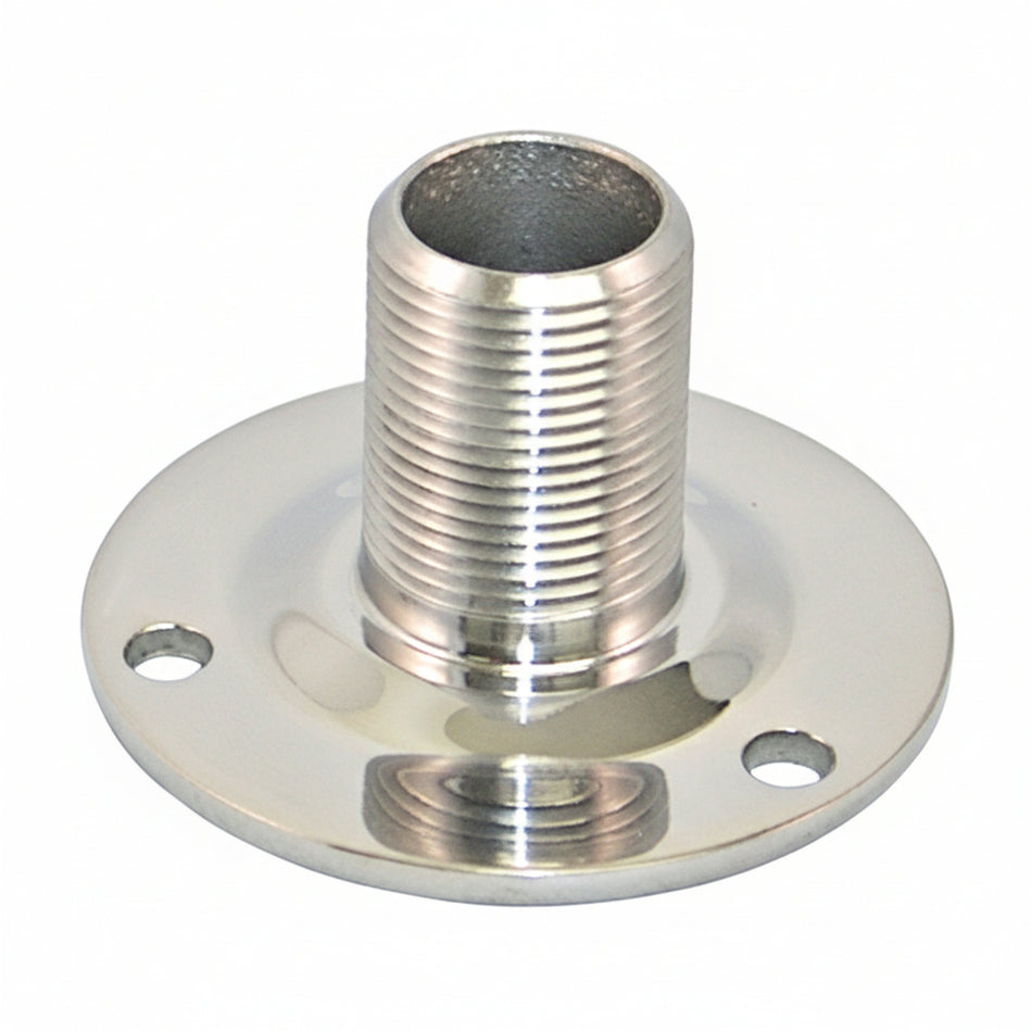 Antennenfuß Rund Ø 70 mm – 1'-14 UNS – Edelstahl A4 / Nylon Weiß