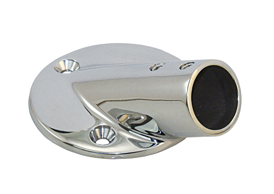 Relingfuß Edelstahl 1.4401 - Runde Basis 30° für 22mm/25mm