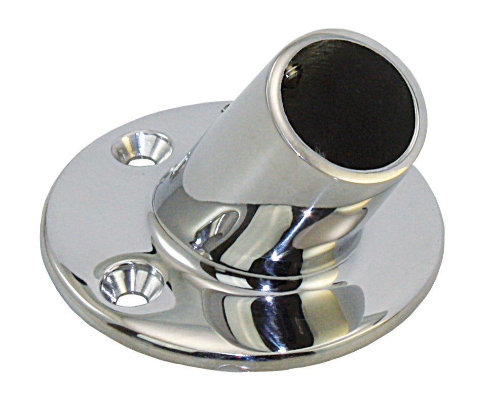 Relingfuß Edelstahl 1.4401 - Runde Basis 60° für 22mm/25mm