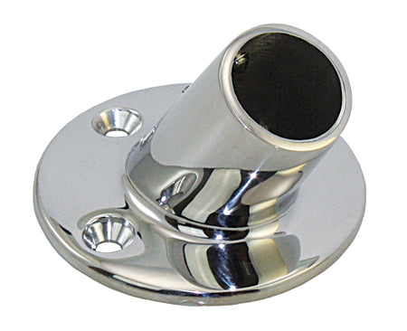 Relingfuß Edelstahl 1.4401 - Runde Basis 60° für 22mm/25mm