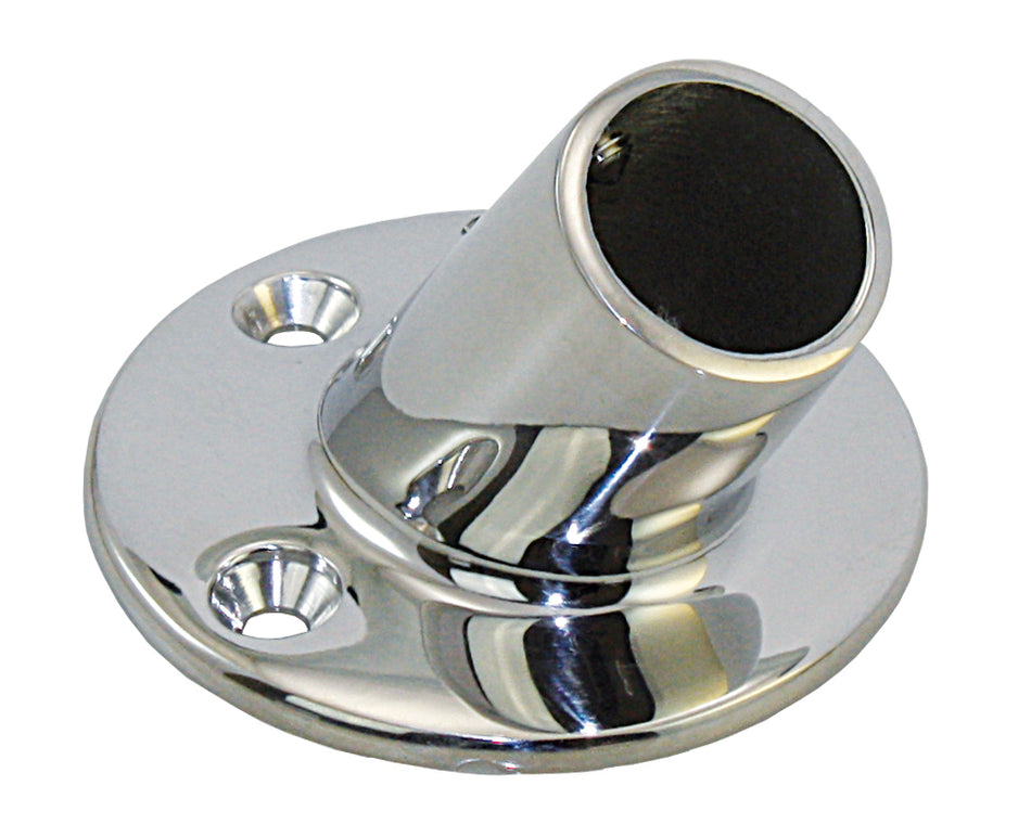 Relingfuß Edelstahl 1.4401 - Runde Basis 60° für 22mm/25mm