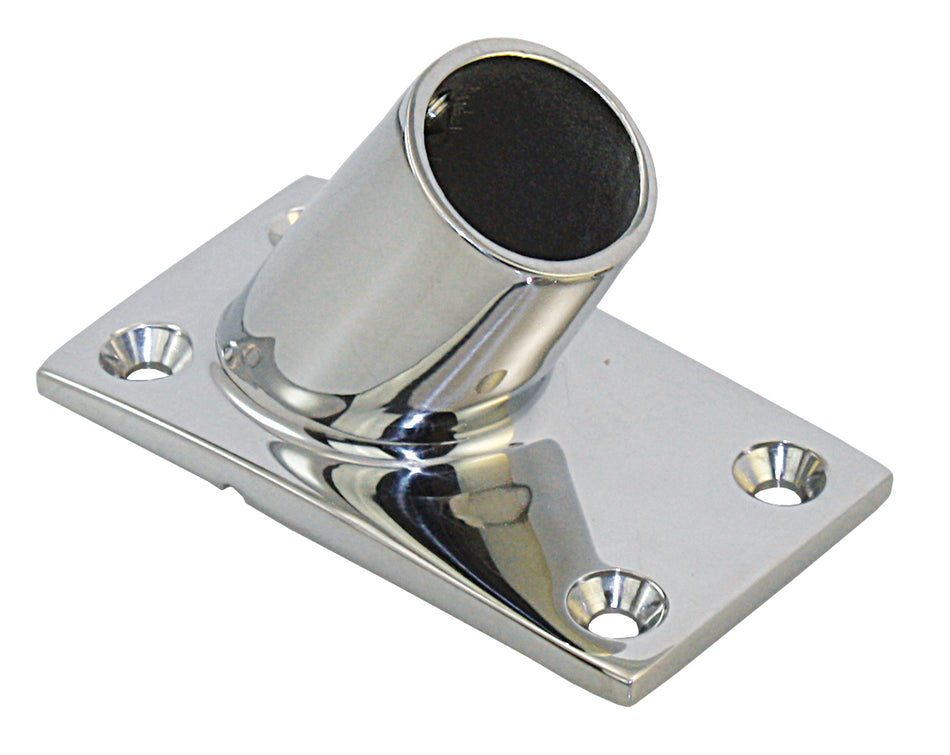 Relingfuß Edelstahl 1.4401 - Rechteckige Basis 60° für 22mm/25mm zum Anschrauben