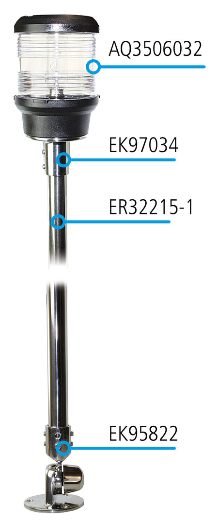Lichtmast Sockel klappbar Edelstahl 1.4404 – EK95822, 22mm Rohr