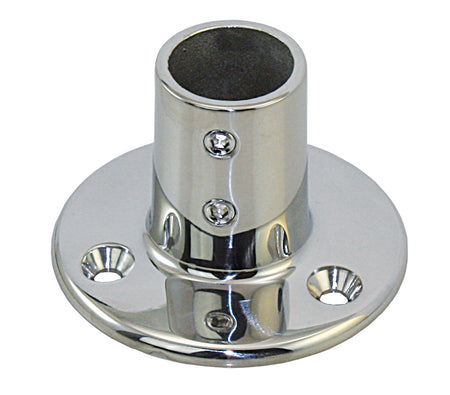 Relingfuß Edelstahl 1.4401 - Runde Basis 90° für 22mm/25mm