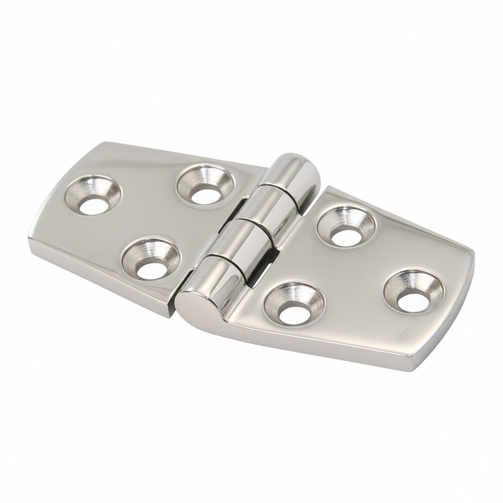 Scharnier A4 symmetrisch 76-102mm Edelstahl AISI 316 Feinguss - mit 6 Schrauben 76 x 38.5 mm