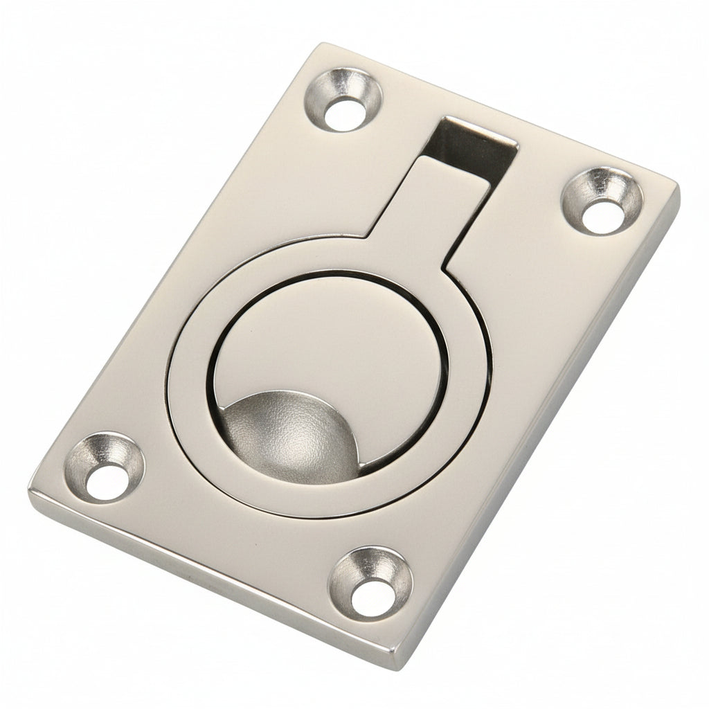 Bodenheber-Einlassgriff Edelstahl A4 63x44mm - AISI 316 Feinguss rechteckig