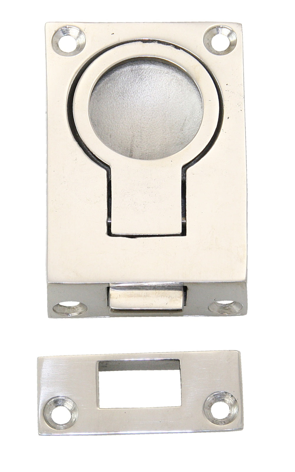 Bodenheber-Schnappverschluss Edelstahl A4 57x40mm mit Riegel - AISI 316 Feinguss rechteckig