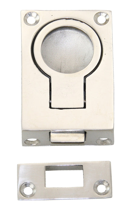 Bodenheber-Schnappverschluss Edelstahl A4 57x40mm mit Riegel - AISI 316 Feinguss rechteckig