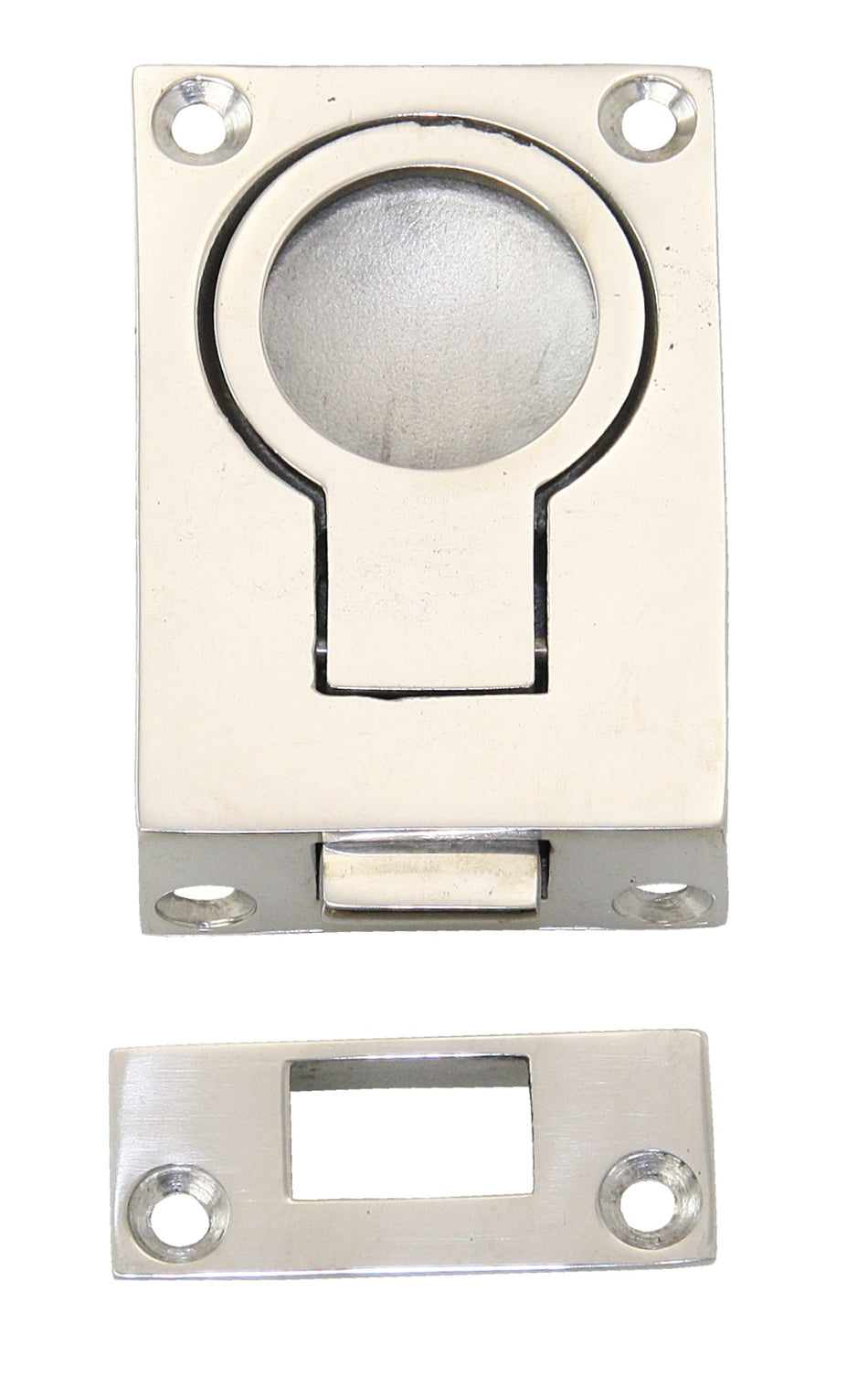 Bodenheber-Schnappverschluss Edelstahl A4 57x40mm mit Riegel - AISI 316 Feinguss rechteckig