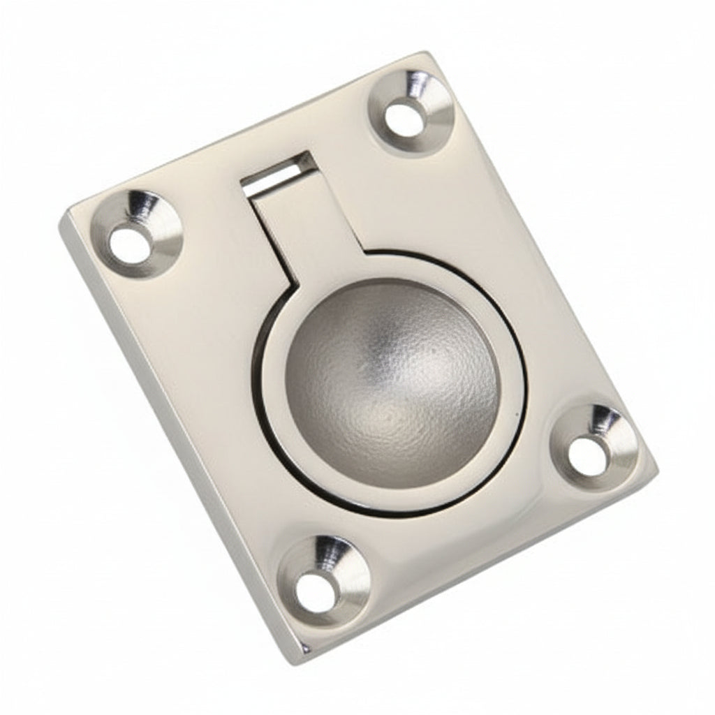 Bodenheber-Einlassgriff rechteckig - Messing & Edelstahl A4 - 44-64mm