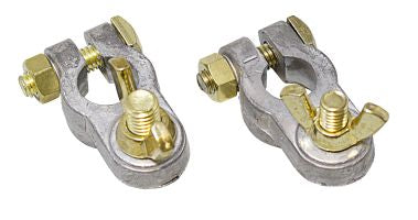 Batterie-Polklemmen mit Flügelmutter Messing verzinkt 5/16" (8mm) 2 Stück