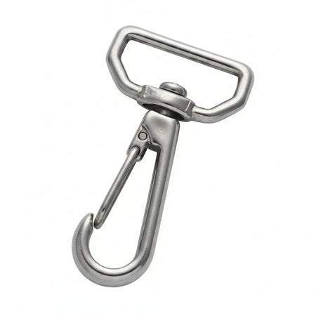 Gurtbandhaken Edelstahl 1.4401 FK6825 – mit Wirbel, für 25mm Gurtband, La 65mm, Ø 10mm