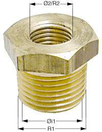 Reduzierstück Messing Außen-/Innengewinde - Alle Größen 3/8 bis 2 Zoll