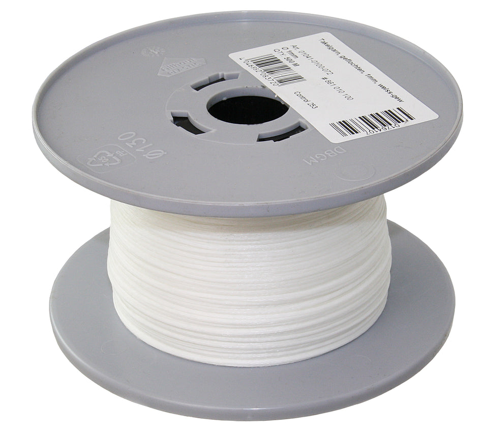 GLEISTEIN Takelgarn gewachst - Professionelles geflochtenes Garn auf Langspulen 1.0 mm weiß