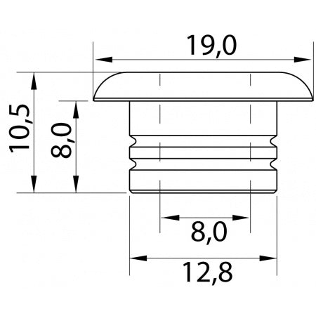 Allen Decksdurchführung Aluminium eloxiert, rund, Ø 8 mm