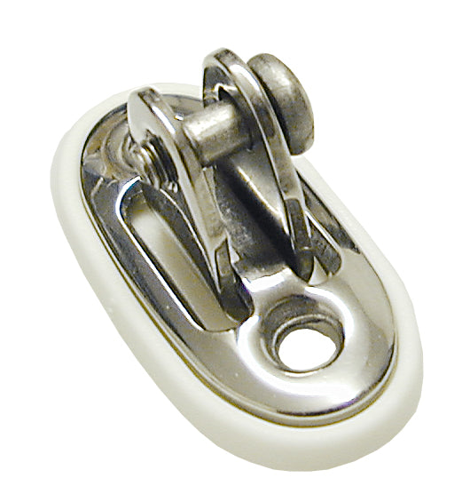 Verdecksbeschlag Edelstahl/Nylon - Schwenkbar weiß gerade/45° Aufnahme