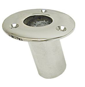 Einbau-Flaggstockhalter Messing verchromt 25mm schräg – 67mm Basis zum Einlassen