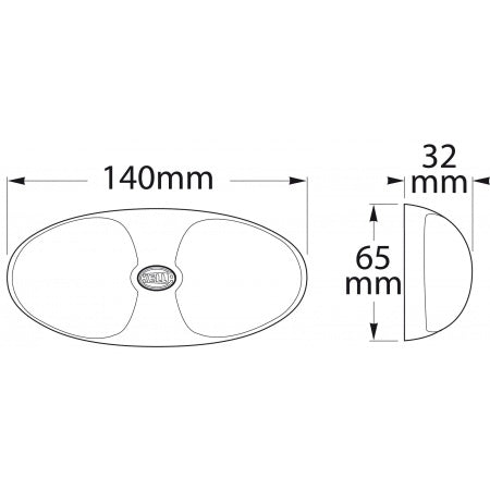 HELLA Deckenleuchte DuraLED12 Acryl 12/24V 140x65mm weiß