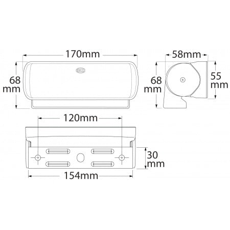 HELLA LED-Deckscheinwerfer Sea Hawk XLR 12/24V 18W Breit Strahlend Schwarz