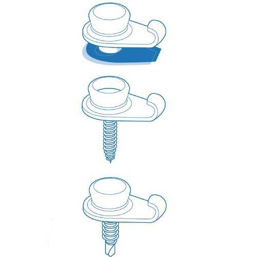 Q-SNAP Q-STUD Edelstahl - Zapfen mit Haken für Deck-Montage mit Holzschraube 3.9 x 16 mm