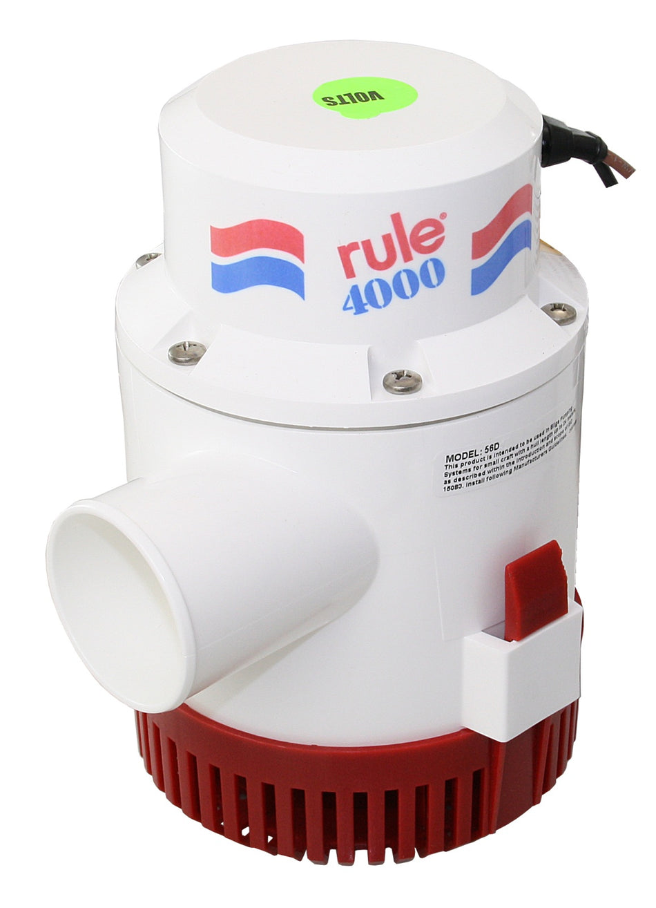 RULE 4000 Tauchpumpe 12V/24V - 252 L/min Hochleistungs-Bilgepumpe