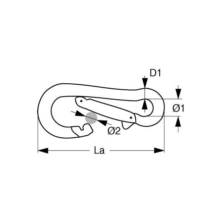 Karabiner asymmetrisch TWIST LOCK Drehverschluss mit Öse Edelstahl - KEY-Lock