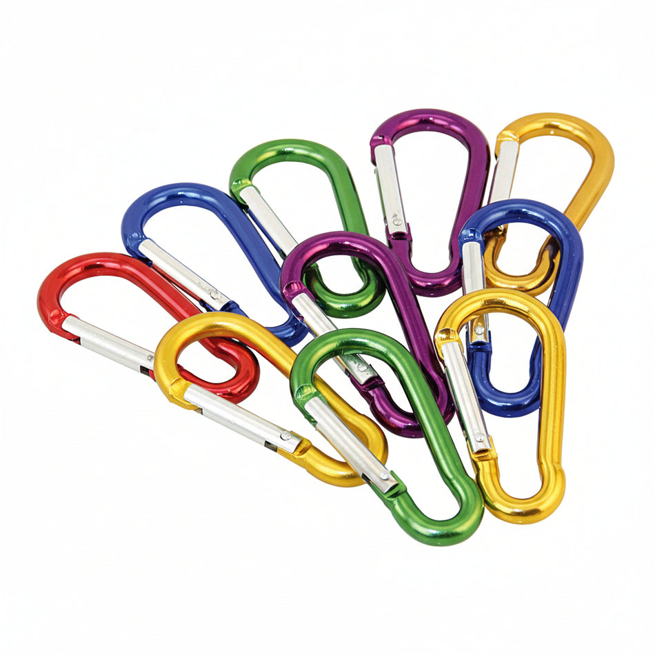 Karabinerhaken symmetrisch Aluminium farbig eloxiert - 50mm, 60mm, 80mm Größen mit Schnappverschluss für maritime und Outdoor-Anwendungen
