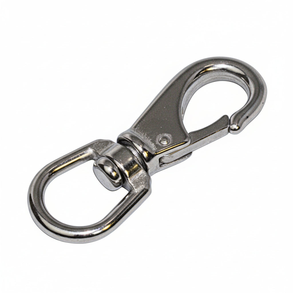 Karabinerhaken mit Wirbel Edelstahl A4-AISI 316 - Großes Auge, 85 mm