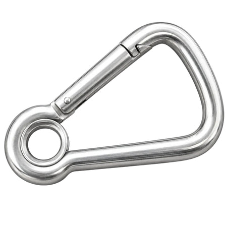 Asymmetrischer Karabinerhaken mit Kausche, Edelstahl A4 AISI316, Detailansicht