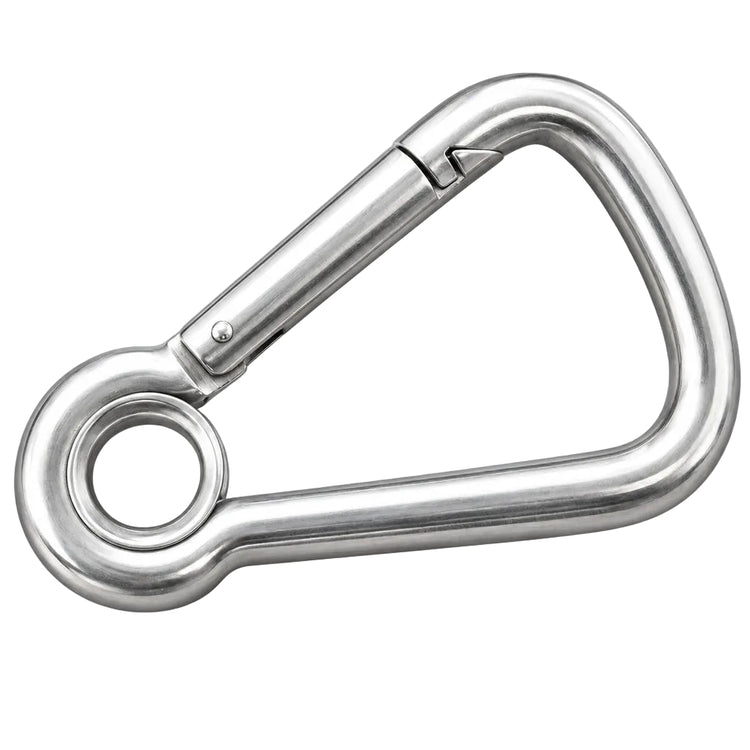 Karabinerhaken asymmetrisch mit Kausche, Edelstahl A4 AISI316