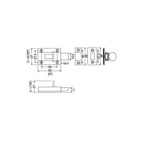 LAMP Schieberiegel KR-50 A2 Edelstahl 50+16mm