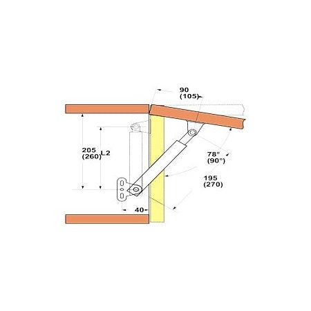 LAMP Klappenaufsteller Edelstahl A2 gebürstet - 195mm und 270mm für Klappenhöhe 250-500mm