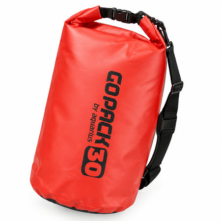 GOPACK Seesack LX10030N 30 Liter in Rot aus wasserdichtem PVC mit Rollverschluss, Steckschnalle und schwarzem Schultergurt
