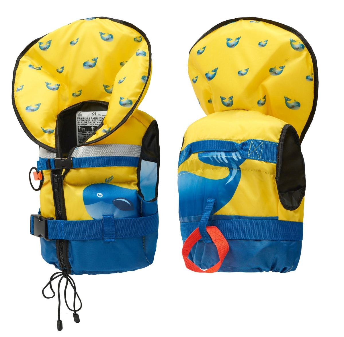 Feststoff-Rettungsweste 50N für Junioren 30-40kg mit Gurtschn., gelb Wal