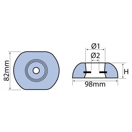 Telleranode Typ UK 98mm Zink Magnesium - MA00102UK Ruderanode