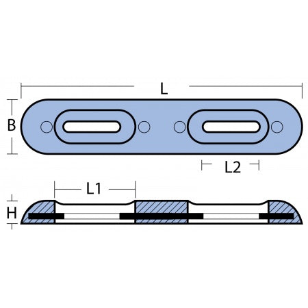 Stabanode 320x65x33mm Fairline - Original Ersatzteil MA00270E Zink Magnesium Aluminium