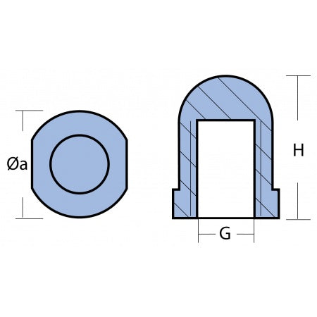 Propelleranode Mutter Zink 40mm M27x1,5 für Renault Welle 40mm - MA004921