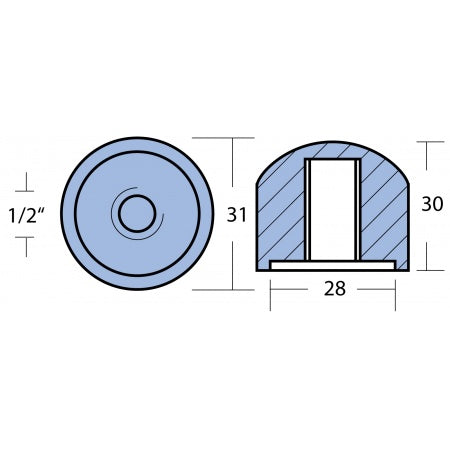 Propelleranode Mercury Alpha I, Bravo I - Original Ersatzteil 55989 Magnesium