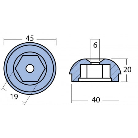 Propelleranode Magnesium & Aluminium Sleipner SP55 5,75T SE60/185 5,80/185T 45mm