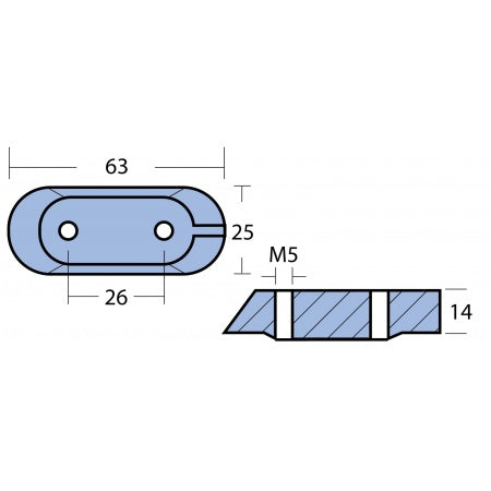 Motoranode Magnesium Yamaha 8-300PS (bis 1989) 63x25x14mm