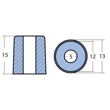 Motoranode konisch Aluminium Yamaha 4-70PS 13mm