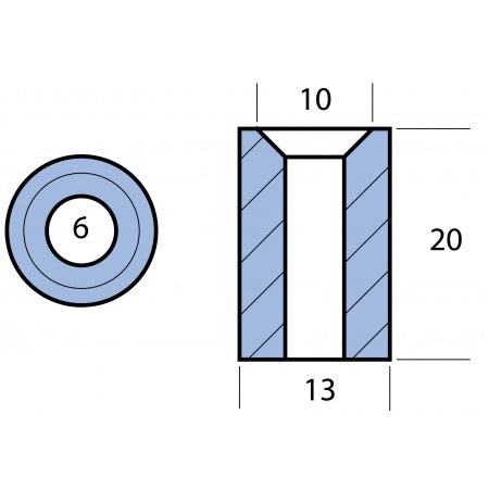 Motoranode Zink Yamaha 6-300PS 13mm