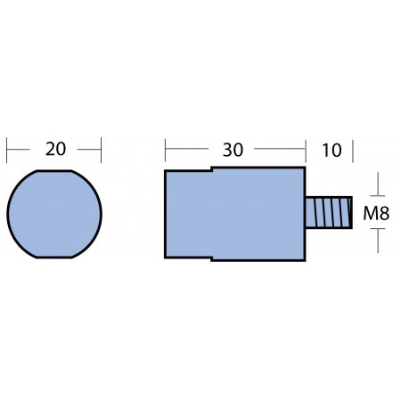 Stiftanode Zink YANMAR 2GM, 3GM, 3HM, 2QM, 3QM, YSB8-12, YSM8-12