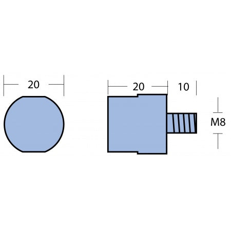 Stiftanode Zink YANMAR 1GM, 6LY3 20x20mm M8